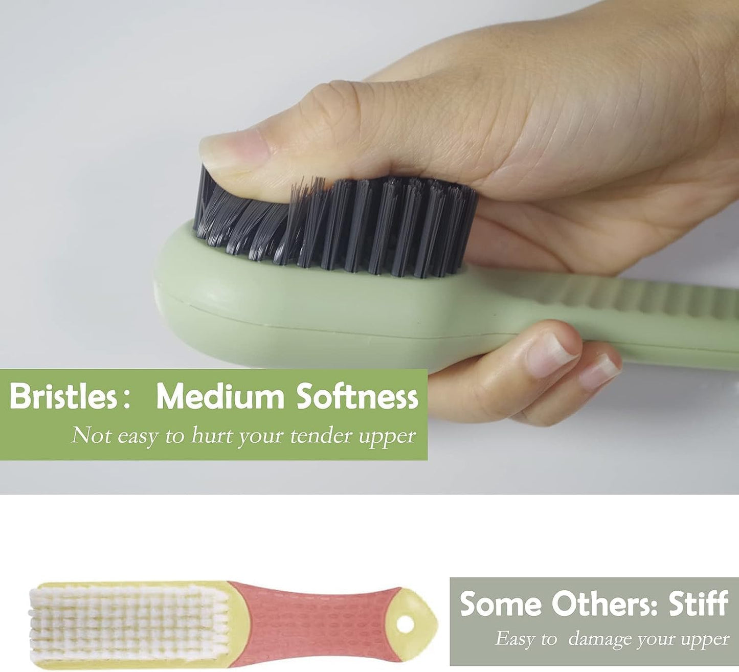 Multifunctional Liquid Shoe Brush with Liquid Box, Adding Liquid Filled Brush with Soap Dispenser Press Type, Long Handle Shoe Cleaner Brush Cleaning with New Liquid Cartridge Pack of 1, Plastic
