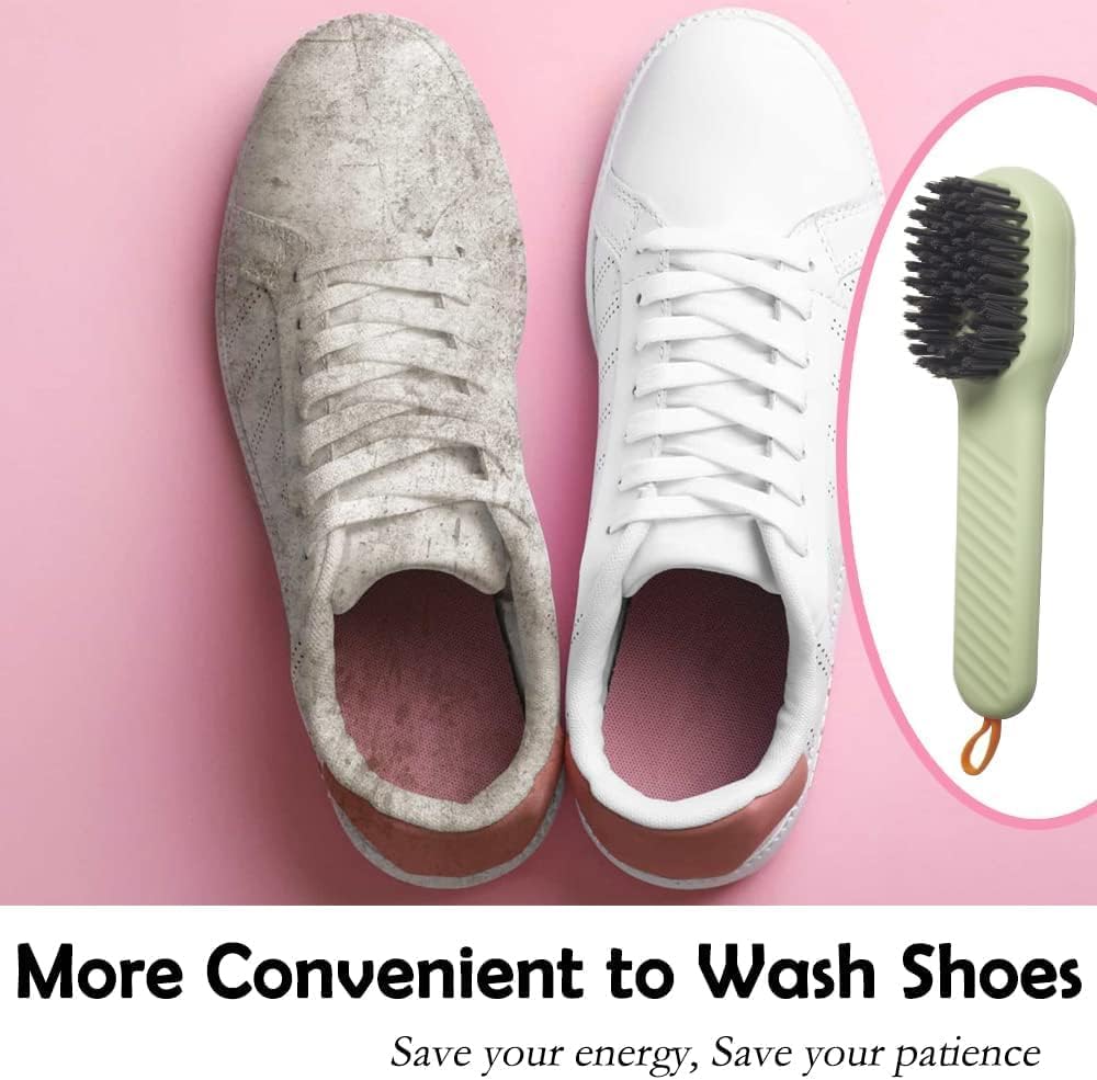 Multifunctional Liquid Shoe Brush with Liquid Box, Adding Liquid Filled Brush with Soap Dispenser Press Type, Long Handle Shoe Cleaner Brush Cleaning with New Liquid Cartridge Pack of 1, Plastic
