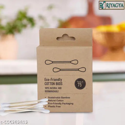 Ry Natural Bamboo Ear Buds – 75 Stems / 150 Swabs (Pack of 4)