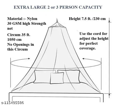 Purple Nylon Net Round Mosquito Net for Double &amp; Queen Size Beds