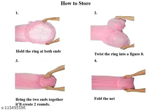 Purple Nylon Net Round Mosquito Net for Double &amp; Queen Size Beds