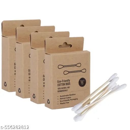 Ry Natural Bamboo Ear Buds – 75 Stems / 150 Swabs (Pack of 4)