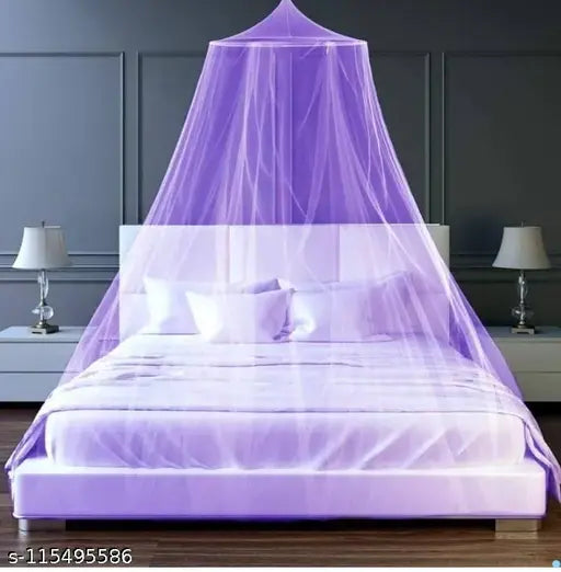 Purple Nylon Net Round Mosquito Net for Double &amp; Queen Size Beds