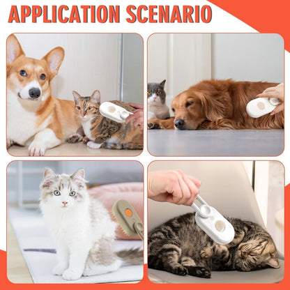3In1 Pet Steam Brush - One-Touch Spray Pet Hair Removal Tool 360°Rotating Handle Cat Brush With Steam Silicone Massage Comb Cat Brush For Shedding Multifunctional Dog Hair Brush