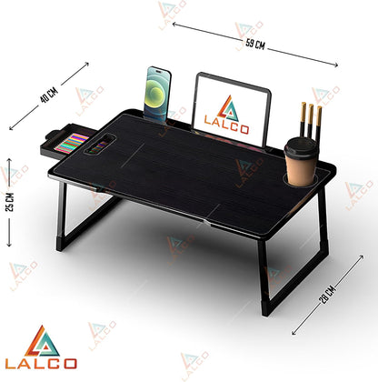 Study Table Bed Table Premium Laptop Table/Foldable and Portable Wooden/Writing Desk for Office/Home/School~~ (COTTED~Black)
