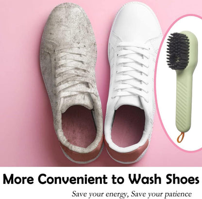 Multifunctional Liquid Shoe Brush with Liquid Box, Adding Liquid Filled Brush with Soap Dispenser Press Type, Long Handle Shoe Cleaner Brush Cleaning with New Liquid Cartridge Pack of 1, Plastic