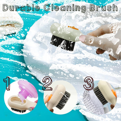 Multifunctional Liquid Shoe Brush with Liquid Box, Adding Liquid Filled Brush with Soap Dispenser Press Type, Long Handle Shoe Cleaner Brush Cleaning with New Liquid Cartridge Pack of 1, Plastic