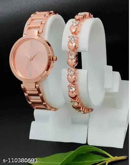 COPPER TITAL COSMIC Women’s Watch &amp; Bracelet Combo – Rose Gold Elegance