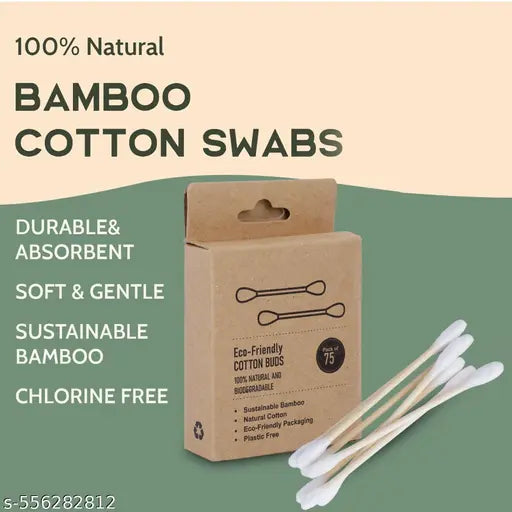 Ry Natural Bamboo Ear Buds – 75 Stems / 150 Swabs (Pack of 4)